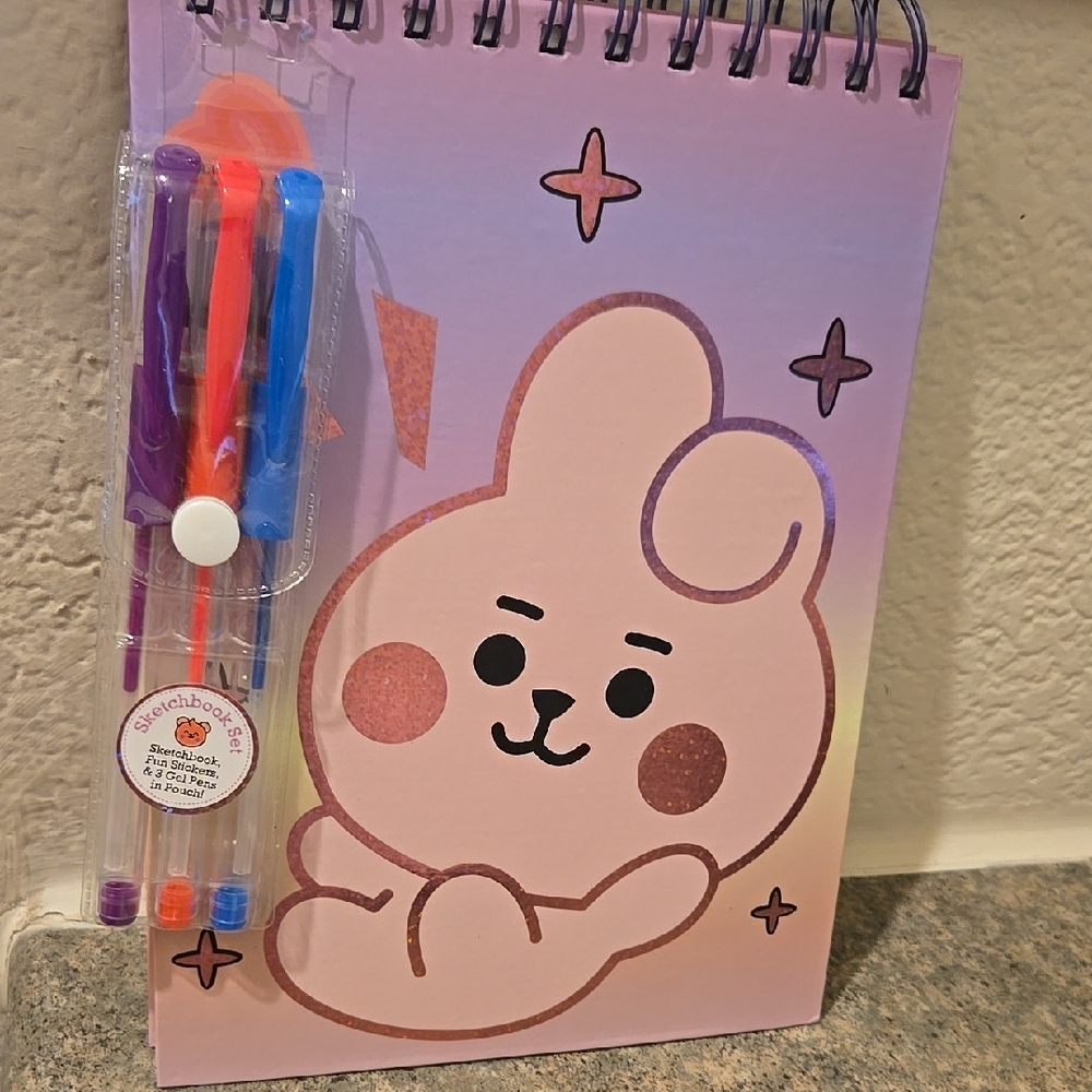 Cute Pink Character Sketchbook with Pens